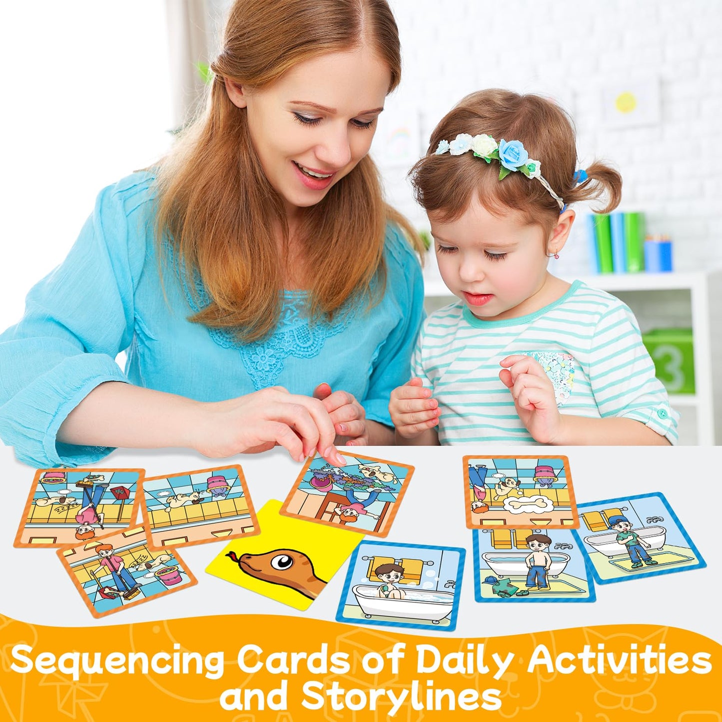 Hughush Sequencing Cards,Sequence Board Game For Kids,Story Storytelling,Speech Therapy Toys Materials For Autism,Social Skills,