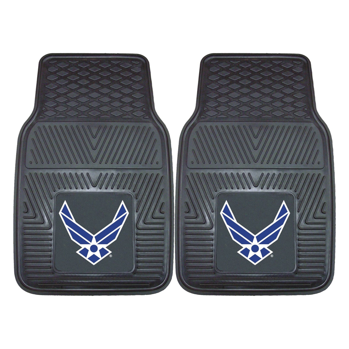 FANMATS 11044 U.S. Air Force 2-Piece Heavy Duty Vinyl Car Mat Set, Front Row Floor Mats, All Weather Protection, Universal Fit, 
