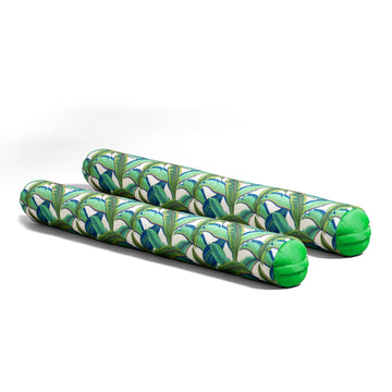 Big Joe Noodle 2 Pack No Inflation Needed Pool Floats, Tropical Palm Green Double Sided Mesh, Quick Draining Fabric, Jumbo 4 Feet