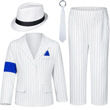 KAIPUTE Dance Star Costume for Boys, 80s-90s Stage Outfit, White, Size 10-11 Years, Perfect for Role Play, Halloween, and Cosplay Parties