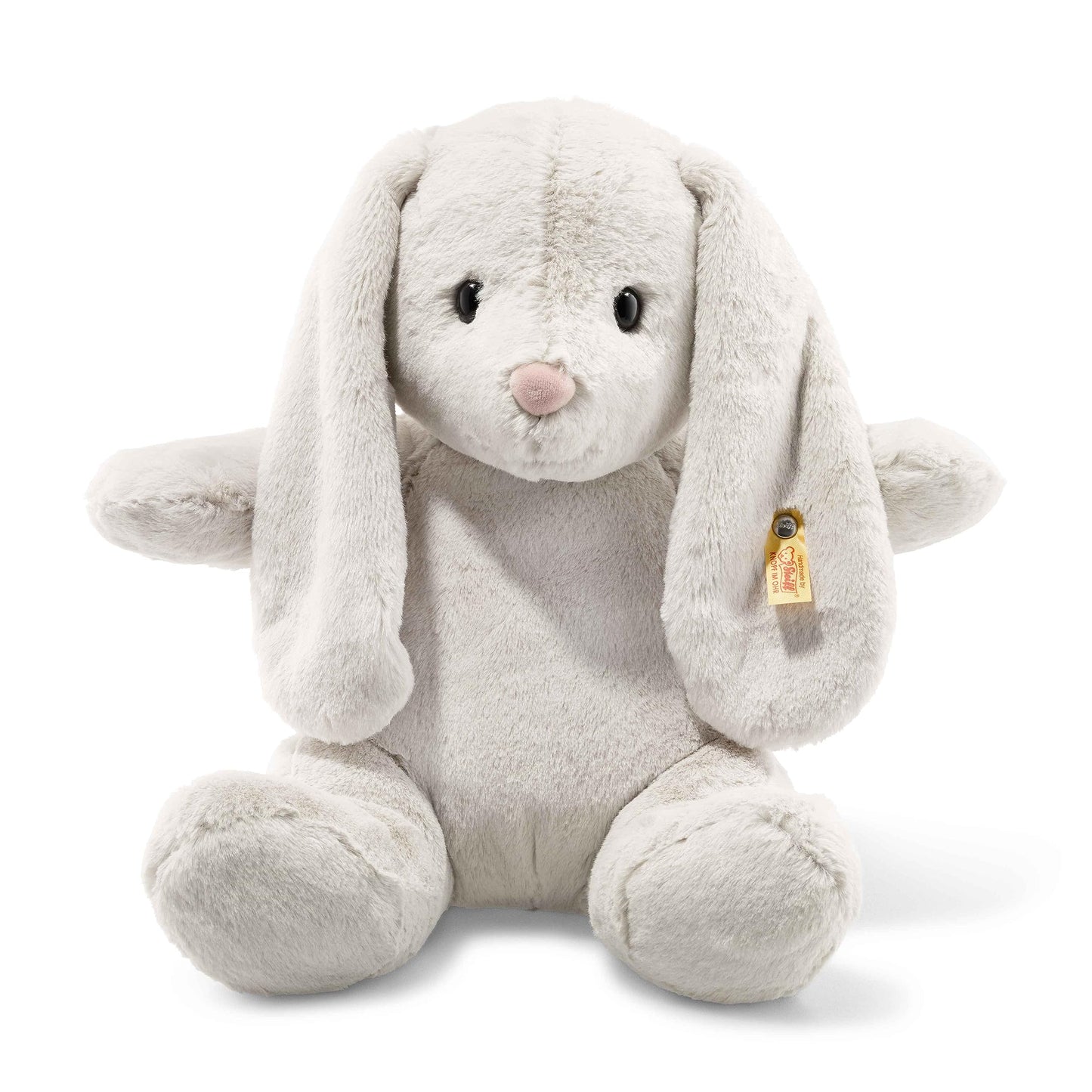 Steiff Hoppie Rabbit: enhanced 15 Stuffed Animal Toy  Soft Cuddly Friends for Girls  Boys & Kids (Light Grey)