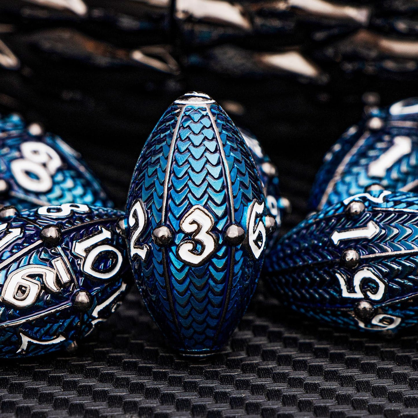 ARUOHHA DND Metal Dice Black Blue Dragon Egg Dice with Rotating Dragon Egg Shell, Dungeons and Dragons Role Playing Game RPG D&D