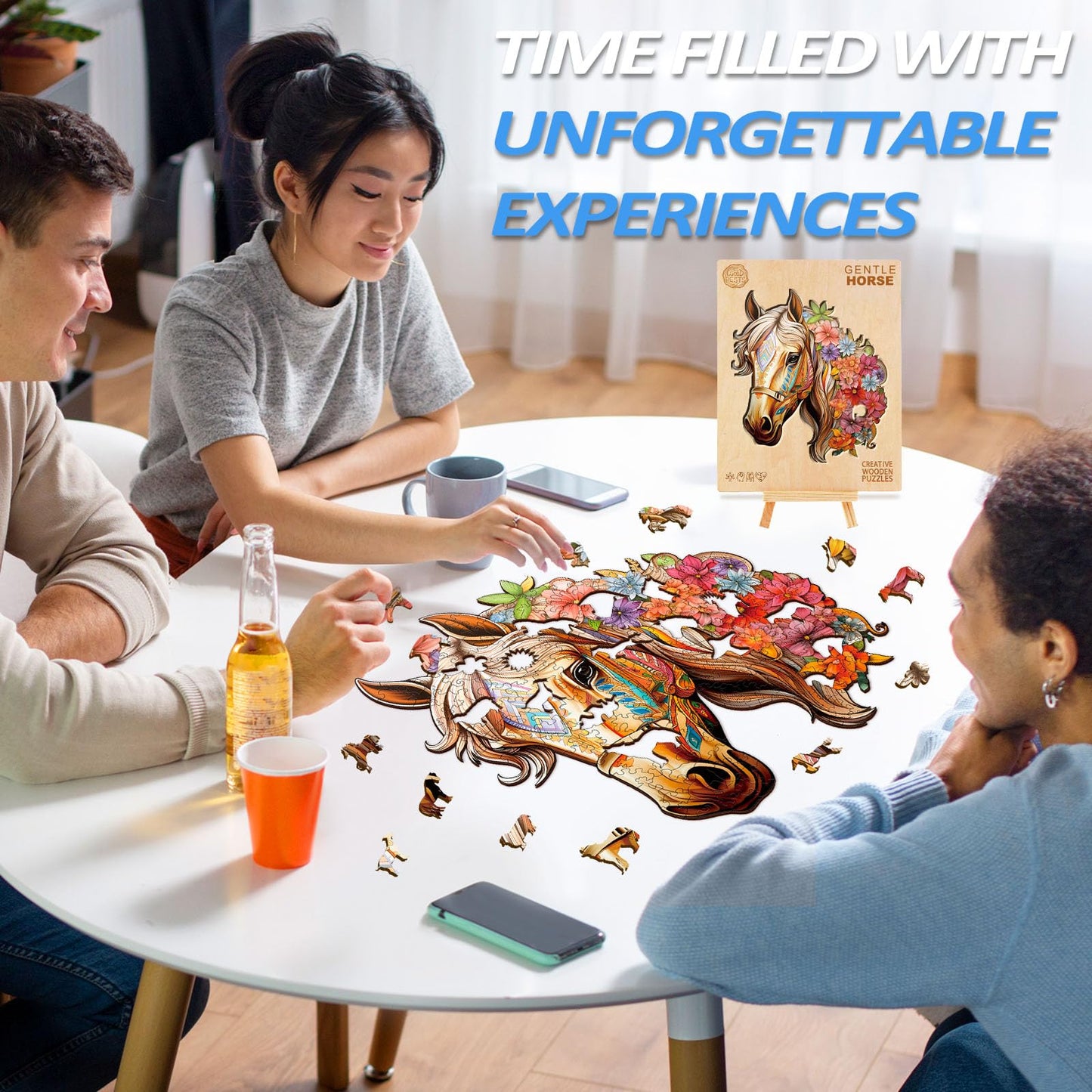 Wooden Puzzles for mature-themeds  450 Pieces Horse Puzzles for mature-themeds  Difficult Puzzle Gifts for Puzzle Lover  Wooden mature-themed Puzzles (XL-17.3 * 15.6in)