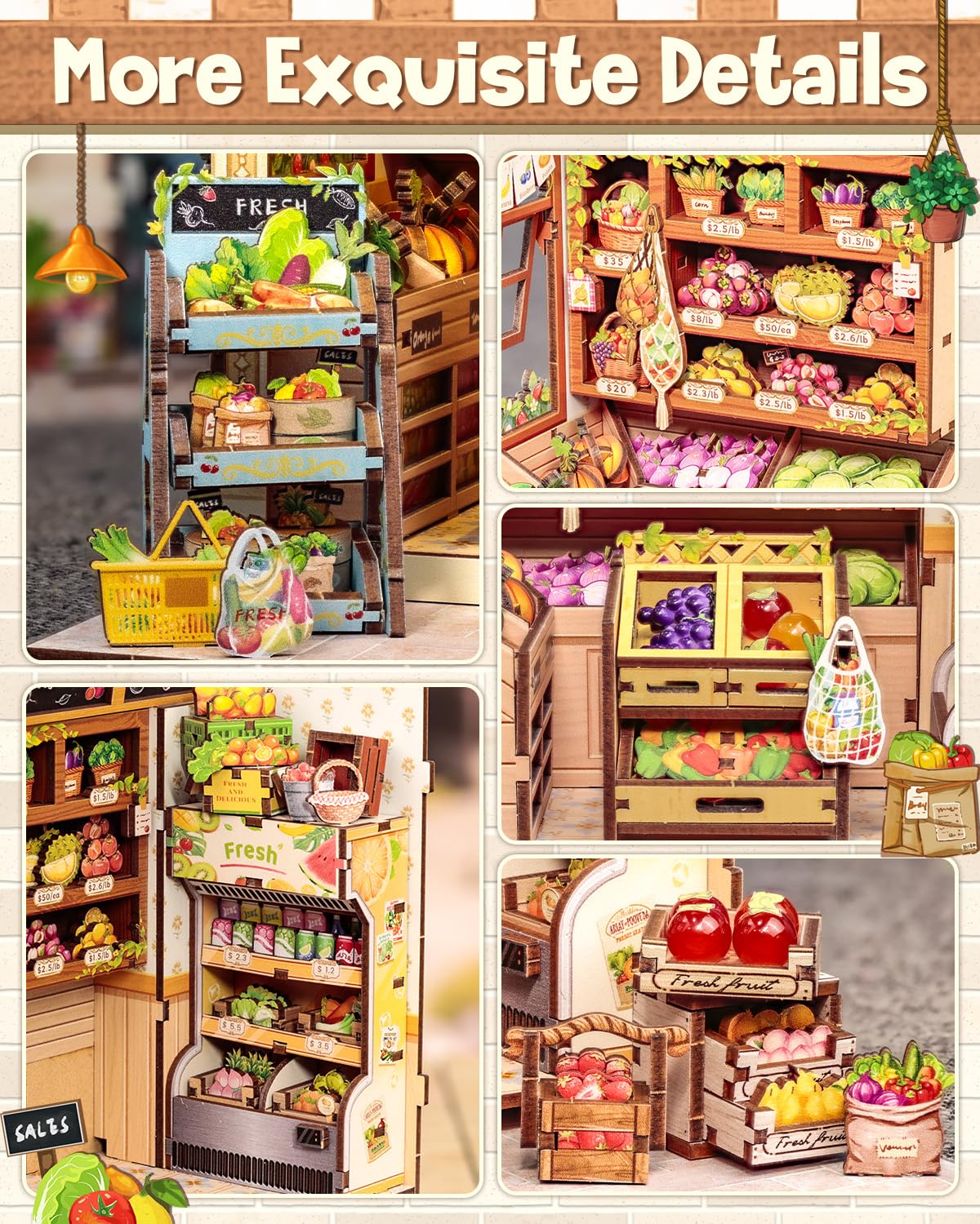 CUTEBEE Book Nook Kit - DIY Miniature House Dollhouse Kit for mature-themed and Teens  Booknook Bookshelf Decor with LED Light  Gifts for Family and Friends (The Greens Grocery)
