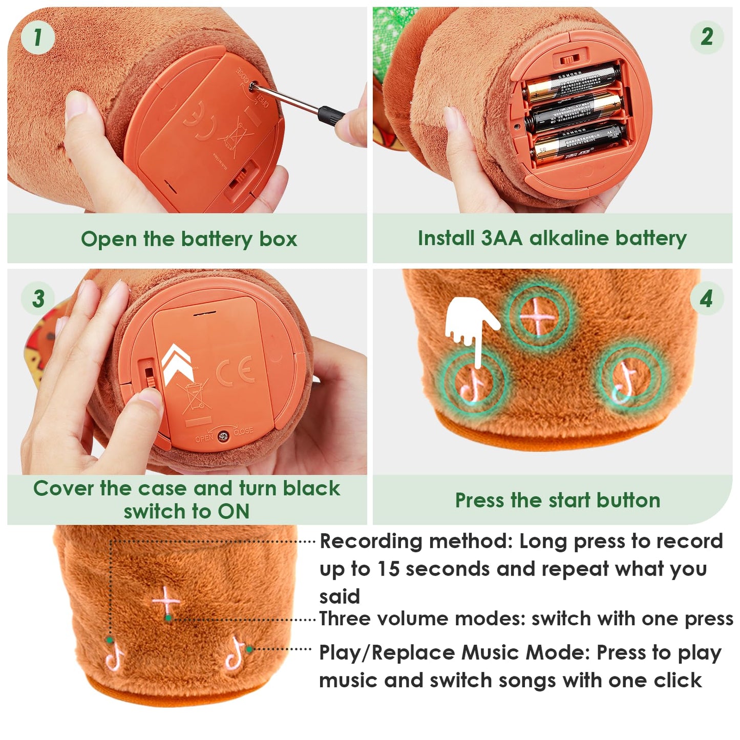 Homily Dancing Talking Cactus Toys For Baby Toys, Singing Mimicking Recording Repeating What You Say Of Boys Girls -Volume Contr