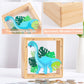 Piggy Bank For Boys, Wooden Dinosaur Piggy Bank For Kids Cartoon Money Bank Coin Bank With Diy Alphabet Stickers, Blue