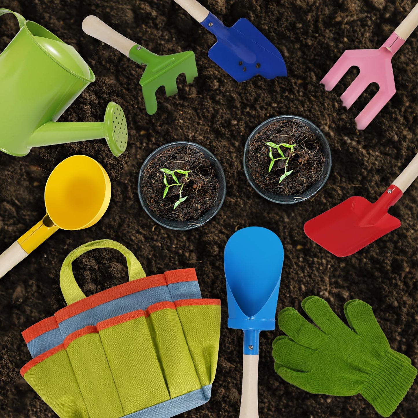 Kids Gardening Set 14Pcs Gardening Tools For Kids With Tote Bag,Watering Can, Shovel, Apron, Garden Book And More Educational St