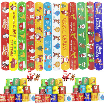 NovaHance 36 PCS Slap Bracelets Christmas Party Favors,Bulk Snap Bracelet Party Favors Supplies for kids&teens Gifts Teacher Cla