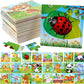 Yopay 24 Pack Wooden Puzzles For Kids,Mini Jigsaw Animal Puzzles Set For Kids Boys Girls, Early Preschool Educational Toys, 20 Animal Patterns + 4 Transportations