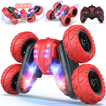 Remote Control Car, RC Stunt Cars with Double Sided 360-degree Flips Rotating Car Kids Toy, 2.4Ghz Rechargeable LED Light Up Let