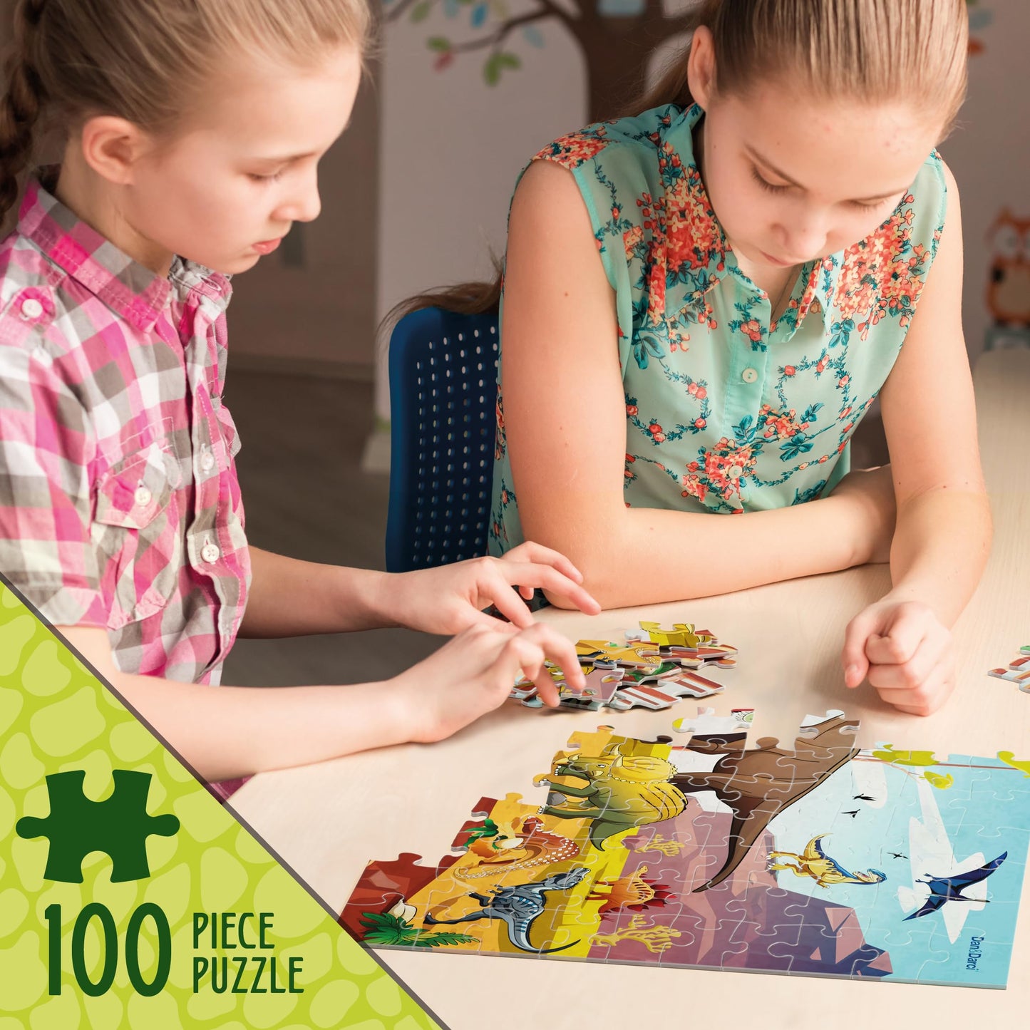 Glow In The Dark 100 Piece Dinosaur Puzzle For Kids - Dinosaurs Jigsaw Puzzles Toys For Boys & Girls Ages 6-8 - Christmas Birthday Gifts For Age 6 7 8 Year Old Toddler Boy Girl Gift - Dino Toy