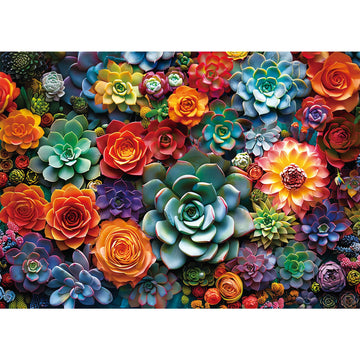 1000 Piece Puzzle For Adults - Colourful Flowers & Succulent Plants Puzzle For Adults Children - Recycled Paper Jigsaw Puzzle 10