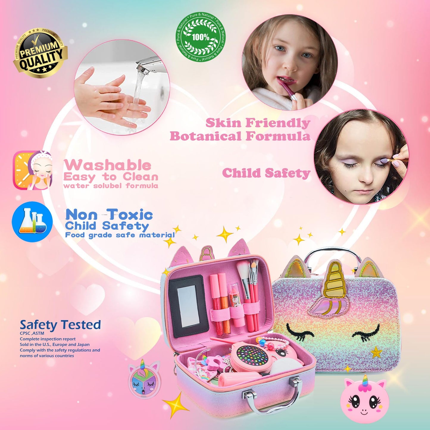 Kids Makeup Kit for Girl - Girls Makeup Kit for Kids, Little Girls Make up Set, Washable Kid Makeup Toy for Toddlers Children Pr
