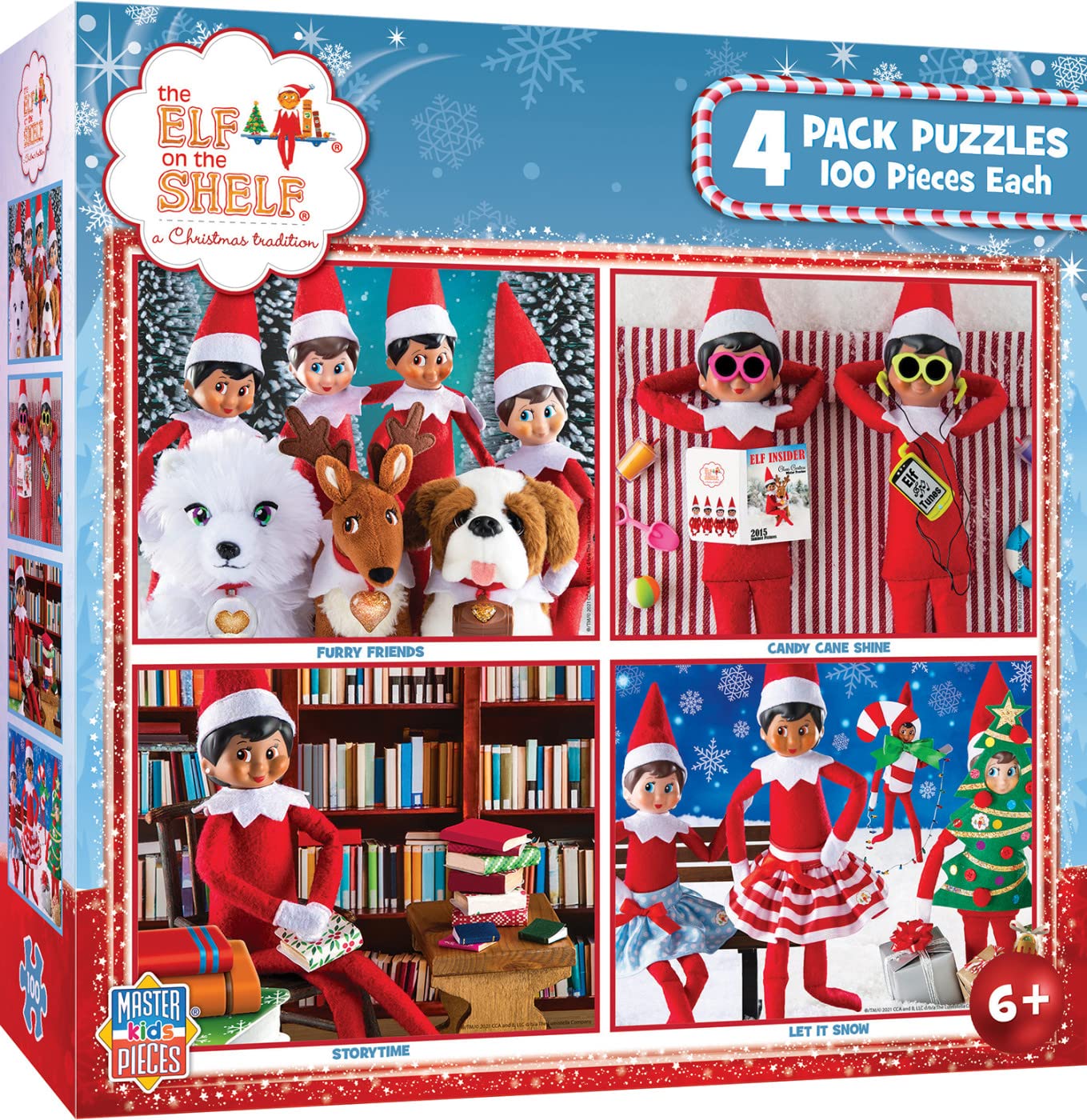MasterPieces Puzzle Set - 4-Pack 100 Piece Jigsaw Puzzle for Kids - Elf on the Shelf 4-Pack - 8x10
