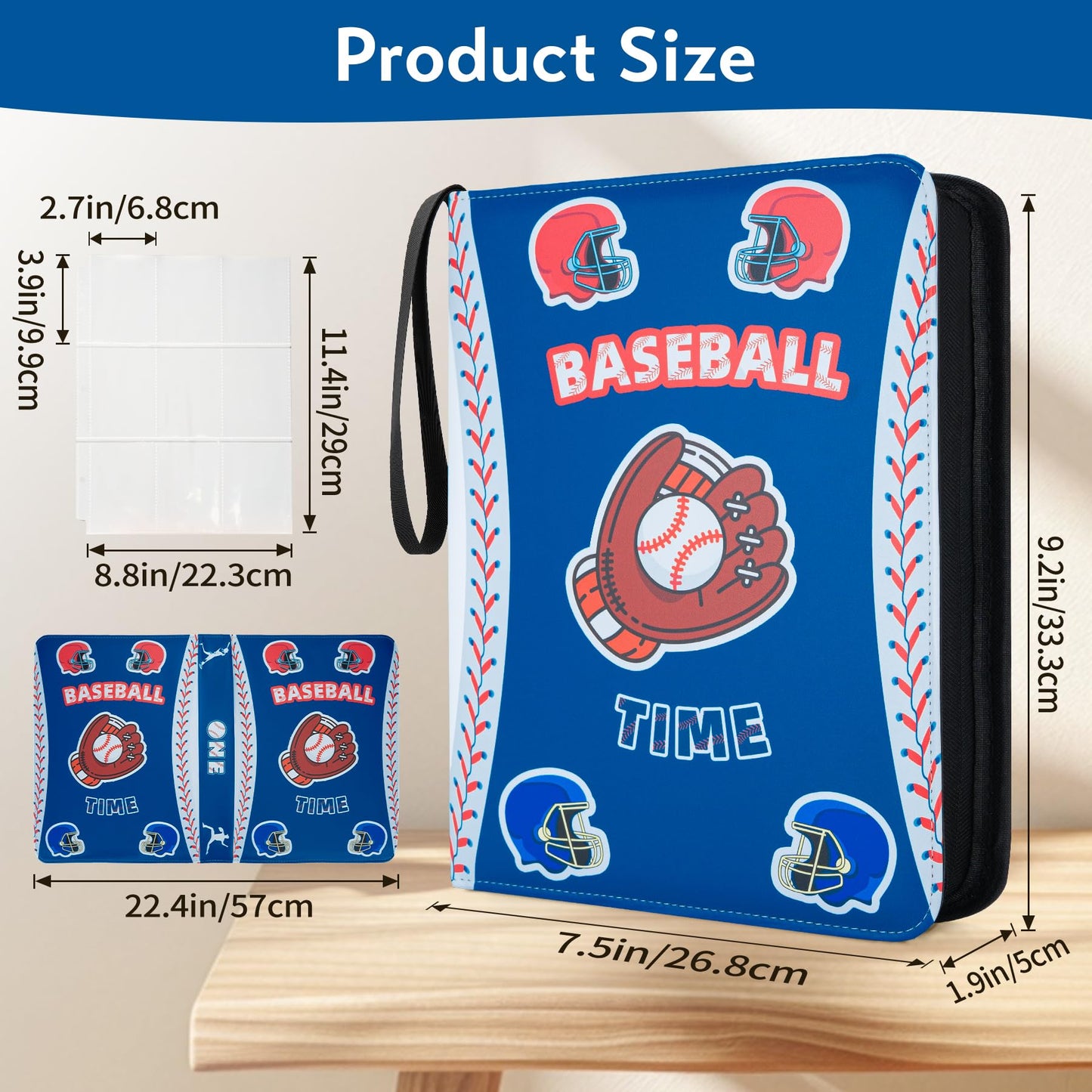 9 Pocket Card Binder for MTG/YGO/PTCG/Game Cards  Holds 900 Cards enhanced Collector Card Album for Standard Cards Toys Gifts for Kids (Blue)