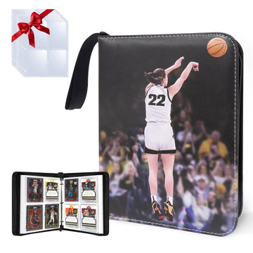 Basketball Trading Card Binder 4 Pocket with 50 Sleeves up to 400 Cards Basketball Binder Portable Waterproof Storage Book with Sleeves for Basketball Cards Collection