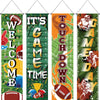 Breling 4 Pack Football Field Backdrop Banner Decorations with Welcome 47.24 x 11.81 Large Football Background Game Time for Spo