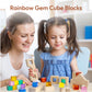 Woodtoe Wooden Rainbow Building Blocks Set For Kids | 22 Pcs Wooden Blocks & 25 Pcs Acrylic Gem Cubes Sensory Toys | Montessori