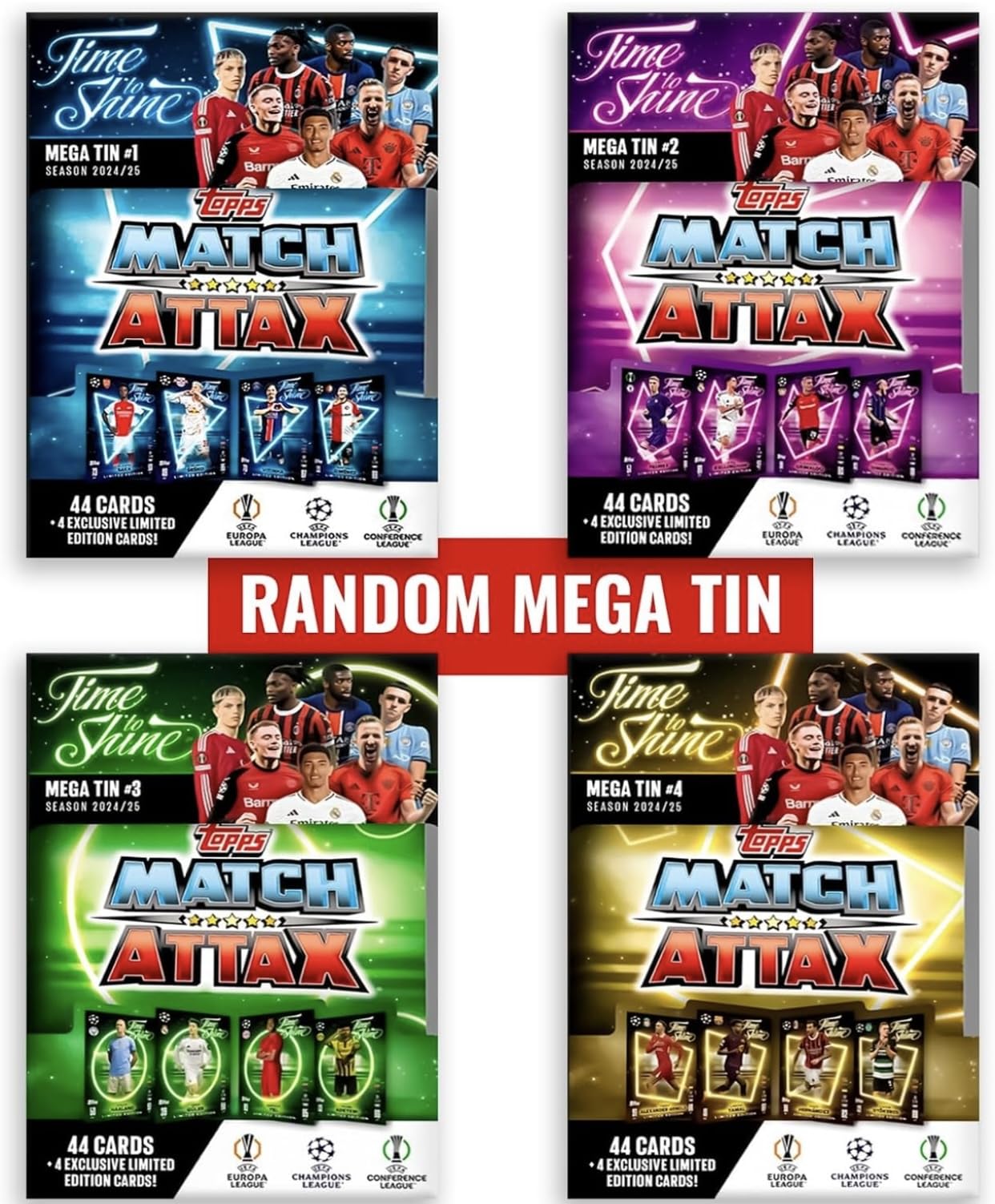 Match Attax 2024/25 Mega Tin - New Collectors Tin 24/25 Topps 1 Random Mega Tin With Exclusive Limited Edition Soccer Cards 2024