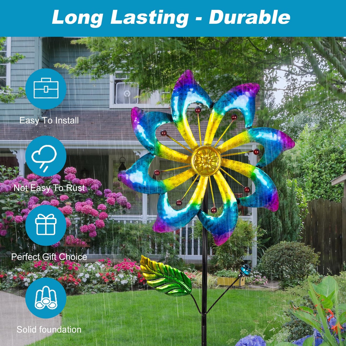 2 Packs Wind Spinners Outdoor, Garden Decorations Windmill For Yard, Pinwheels, Wind Spinners For Yard Garden, Outdoor Metal Win