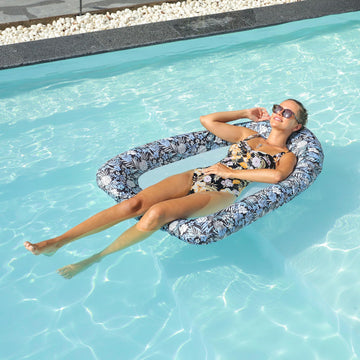 Finduwill Inflatable Pool Floats Adults, Large Fabric-Covered Pool Lounger Chair Raft With Mesh Center, Multi Purpose Pool Floaties Water Hammock Lounge, Ultra-Comfort Water Lake River Floating Raft