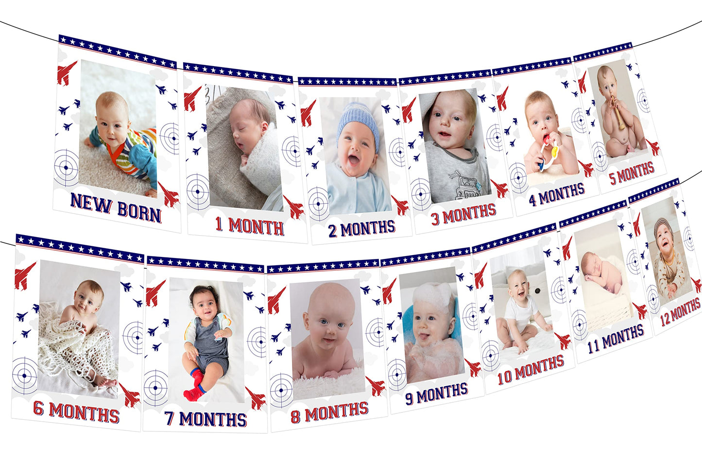 Fighter Jet Birthday Party Decorations Airplane Photo Banner for Boys 1st Aircraft Birthday Party Blue and Red Airplane Jet Birt