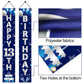 Turypaty Blue Silver 13Th Birthday Door Banner Decorations, Happy 13 Birthday Party Porch Banner For Boys, Sweet 13 Year Old Bir