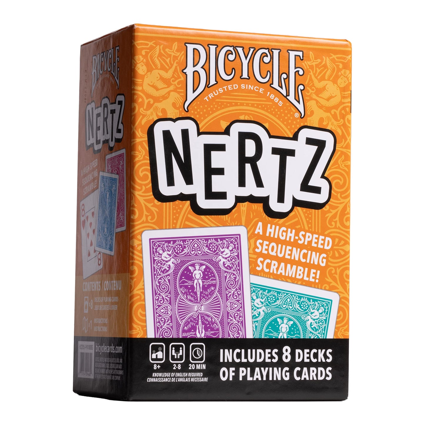Bicycle Nertz Playing Card Game - 8 Decks, Jumbo Index, Fast & Fun Multiplayer Solitaire, Brightly Colored, Model 10031922
