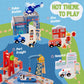 Giant Bean 117 Pcs Busy Port City Train Set For Kids- Expandable & Changeable Wooden Train Track Set Toddler Toy, For Boys & Girls Ages 3+
