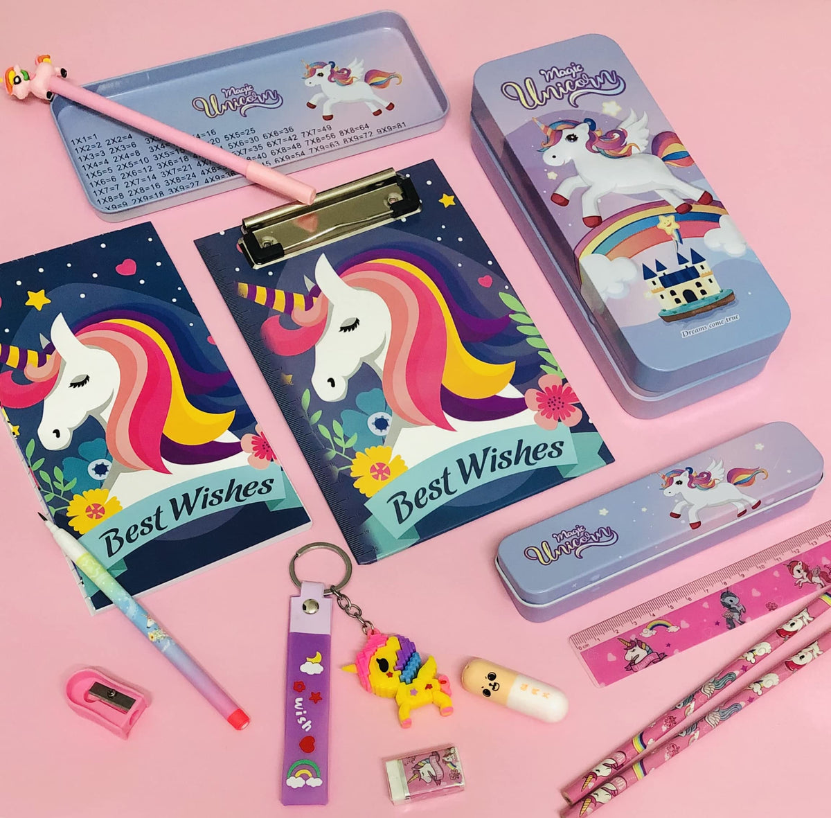 Le Delite Unicorn Gift Combo Set Girls Kids/Mermaid Stylish Cute Mini Pocket Diary With Pen Doll Wallet, Stationary Unicorn Clea