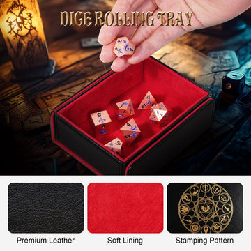 DND Dice Set, 7Pcs Metal Dice with Dice Box for Dungeons and Dragons, Polyhedral D&D Dice Set Role Playing Games, Board Games (P