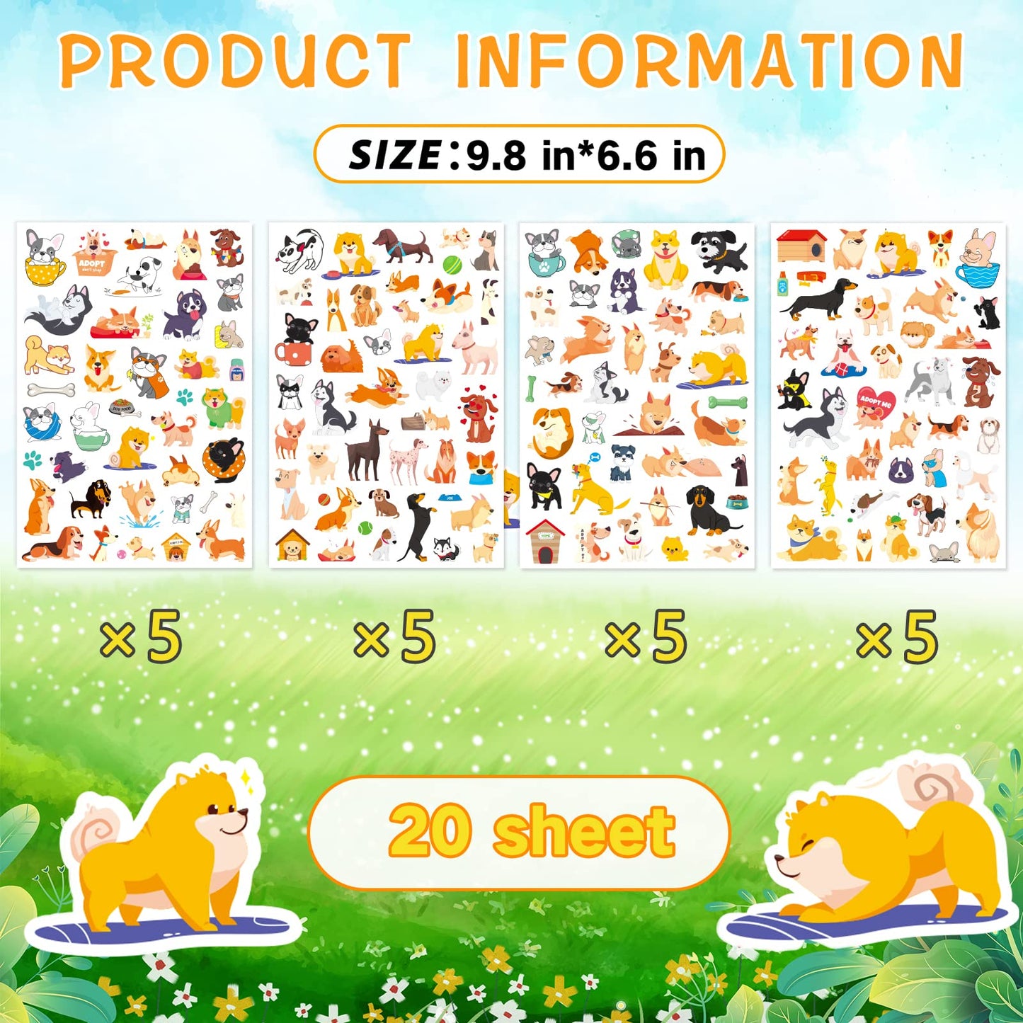 Cute Dog Stickers Puppy Pet Decal Sticker 780 Counts Party Gifts Goodie Bags Decor School Reward Animal Birthday Party Favors Vinyl Waterproof Dog Water Bottle Laptop Stickers Invitation Decor