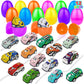 12 Pack Prefilled Easter Eggs Filled Pull Back Race Cars Toys, 2.2'' Colorful Mini Vehicles In Surprise Eggs For Easter Egg Hunt