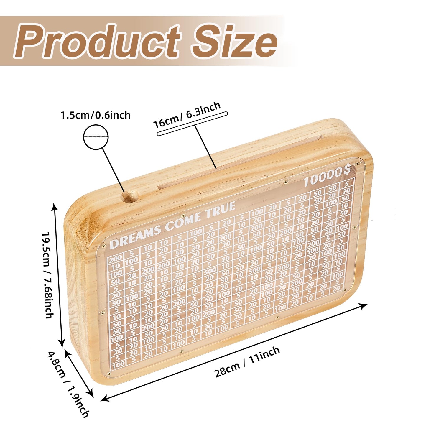 Money Saving Box For Kids Adults With Counter Coin Challenge Bank,10000 Savings Challenge Box. (Target $10000)