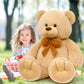 Morismos Giant Teddy Bear 4 Ft Stuffed Animal For Girlfriend,Cuddly Stuffed Big Bear Plush Toy For Valentines Gift,47 Inches Big Stuffed Animal Bear Christmas Baby Shower For Boyfriend,Wife,Children