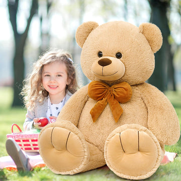 Morismos Giant Teddy Bear 4 Ft Stuffed Animal For Girlfriend,Cuddly Stuffed Big Bear Plush Toy For Valentines Gift,47 Inches Big Stuffed Animal Bear Christmas Baby Shower For Boyfriend,Wife,Children