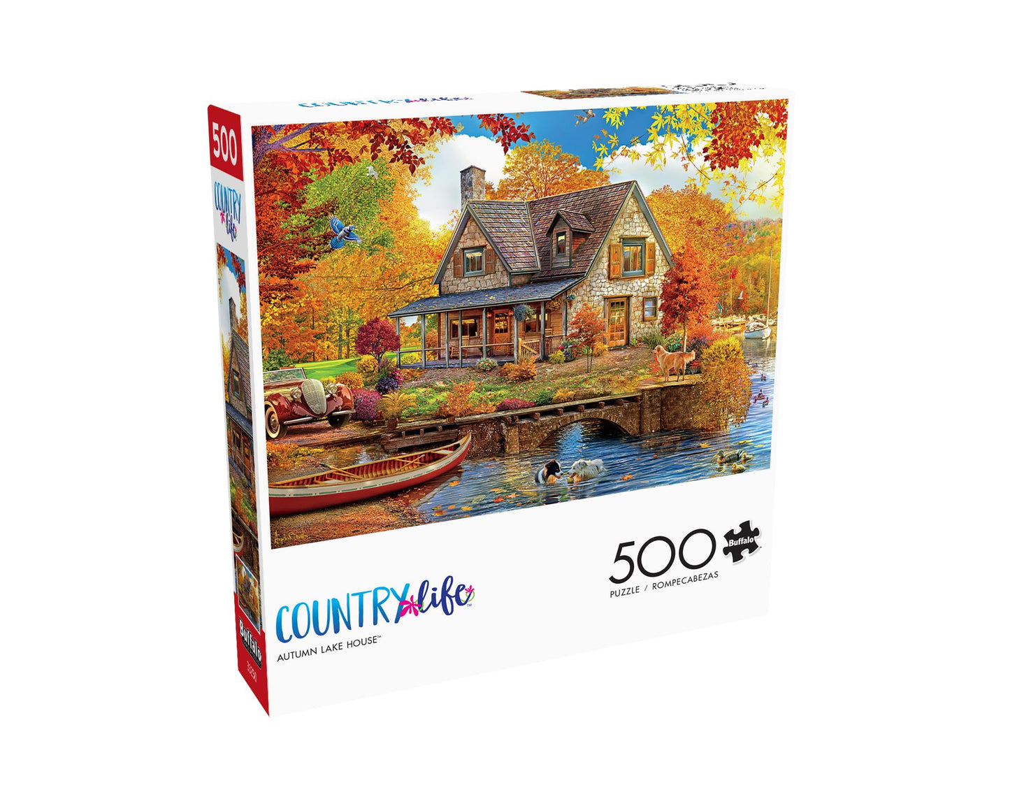 Buffalo Games 500-Piece Jigsaw Puzzle - Autumn Lake House - Large Multicolor - Model 33263 - Perfect for Game Nights