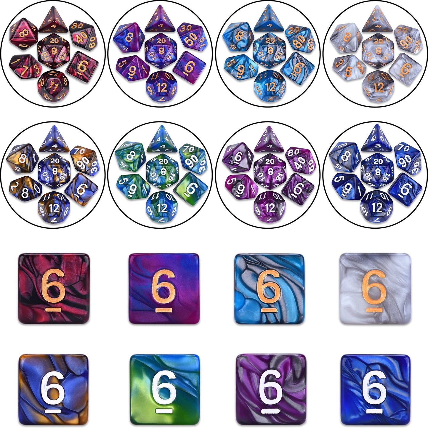 Amiven DND Dice Sets 30 x 7 (210pcs) Polyhedral RPG Dice for Dungeons and Dragons Tabletop Role Playing Adventure Games, with a
