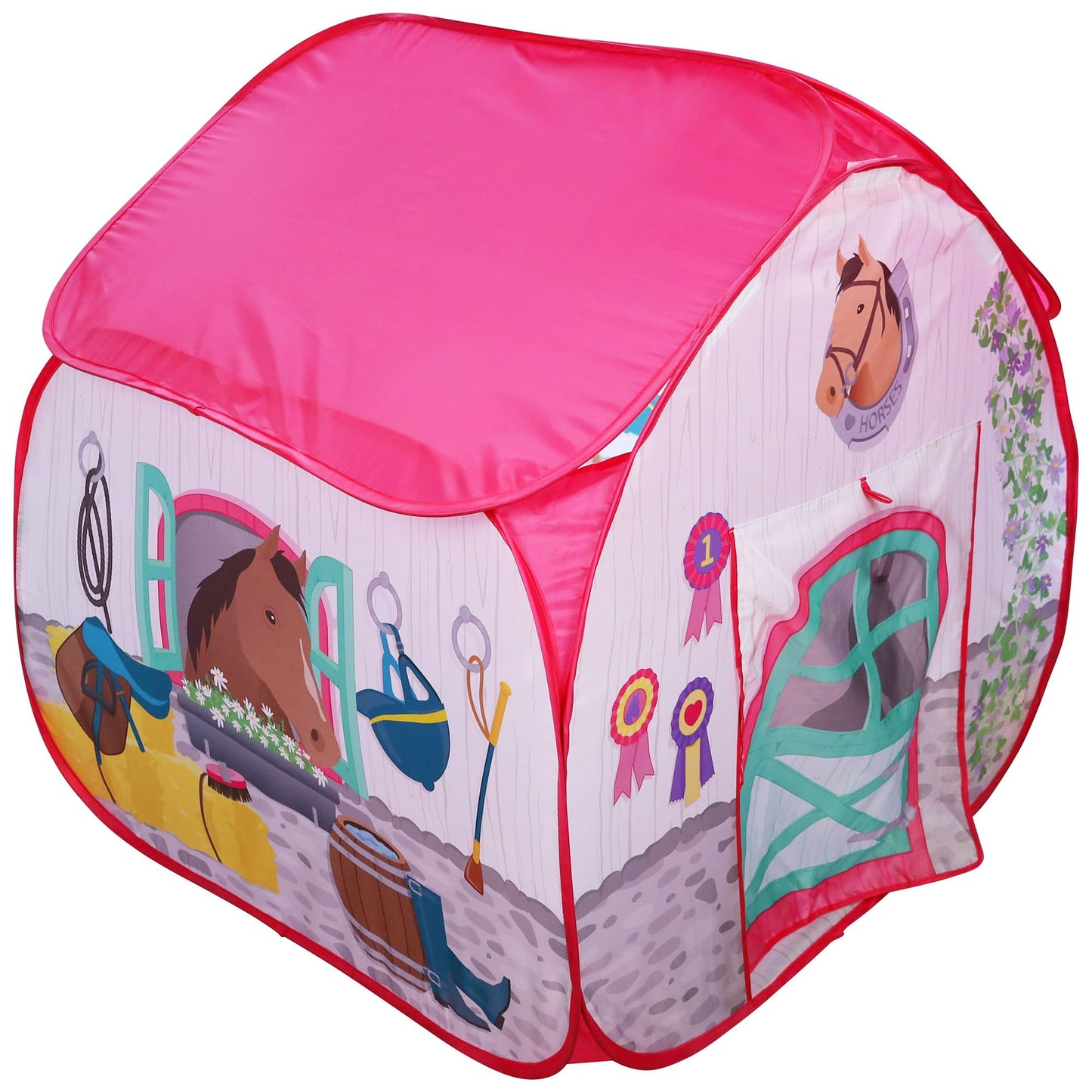 Pop It Up|Horse Stable - Pop-Up Playtent - Fun2Give Indoor Playhouse, Front & Back Doors, Spacious Interior, Pretend Play, Toddlers & Kids Ages 3+