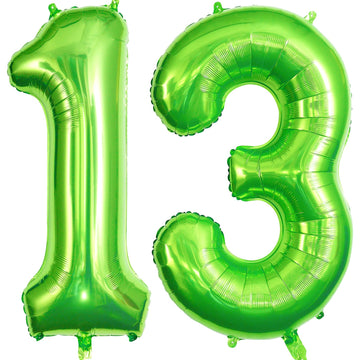 Green 13 Balloon Numbers, Large 13 Or 31 Foil Balloons, Big Number Balloons 40 Inch For 13Th / 31St Birthday Party And Anniversa