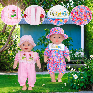 6 Sets 14-16 Inch Baby Doll Accessories Baby Doll Clothes - Dress Outfits Headbands Accessories Fits New Born 43Cm Baby Doll, 15 Inch Baby Doll