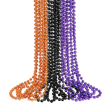 YAXINRUI 15 PCS Halloween Beads, Purple Black Orange Beads Party Favors 33 Inch 7 mm Halloween Beads Necklaces for Festive Event