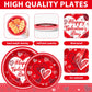 gisgfim 96Pcs Galentines Day Party Plates and Napkins Happy Galentines Day Red Supplies Gals Tableware Dinnerware Set Valentine
