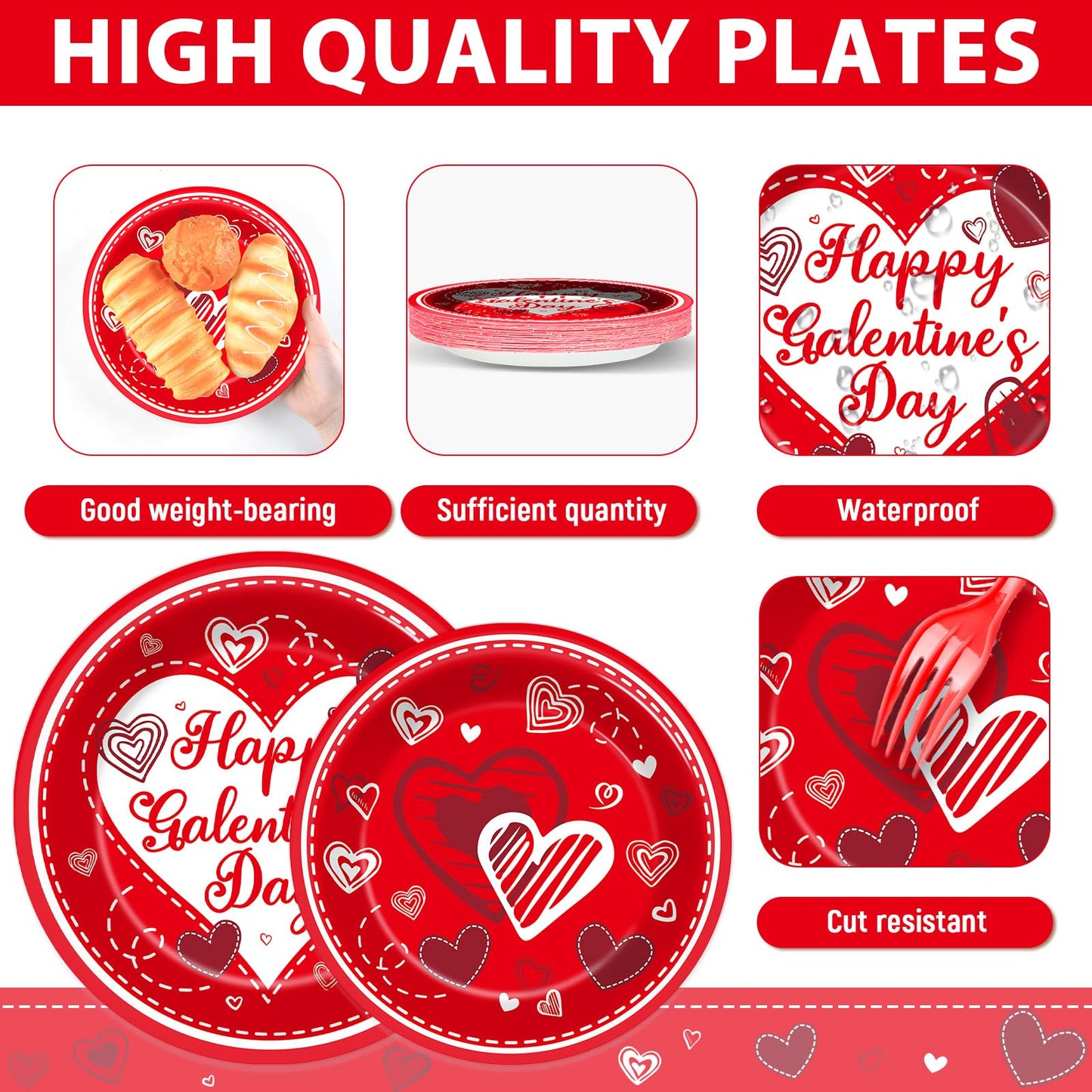 gisgfim 96Pcs Galentines Day Party Plates and Napkins Happy Galentines Day Red Supplies Gals Tableware Dinnerware Set Valentine