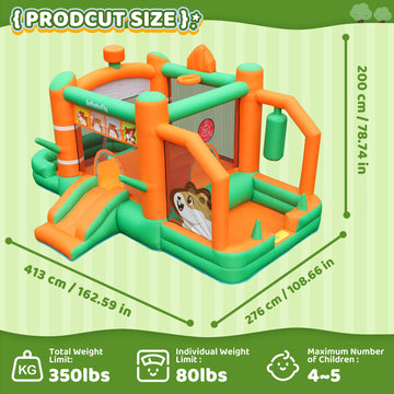 Inflatefly Bounce House Inflatable Slide Hamster Jumping Bouncer Kids Bouncy Castle With Blower For Wet And Dry