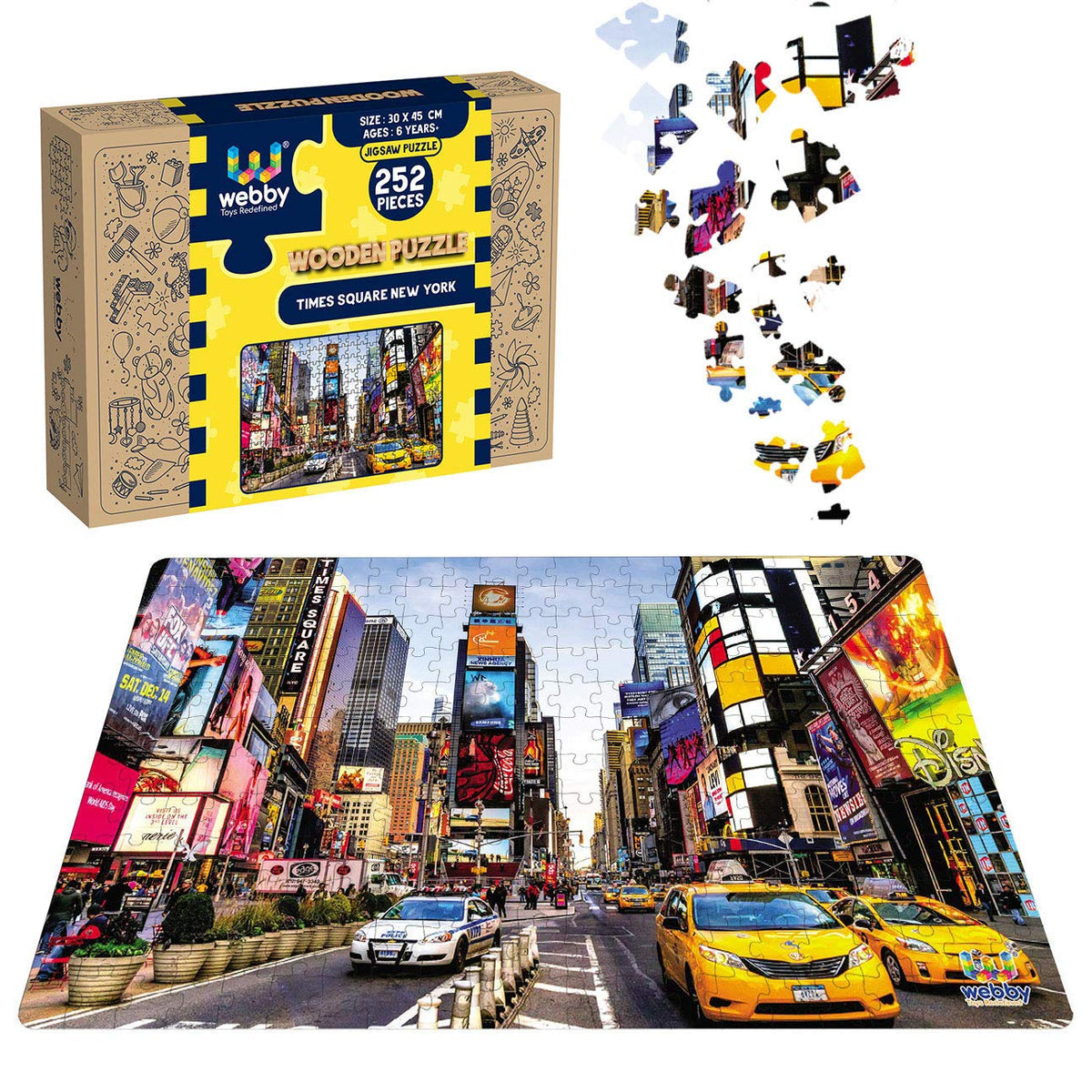 Webby Kids Times Square, New York Wooden Jigsaw Puzzle, 252 Pieces