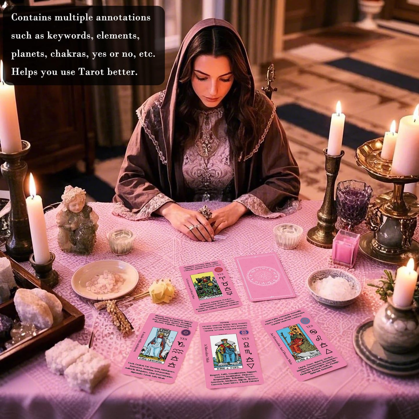 Smoostart Tarot Cards for Beginners with Meanings on Cards - Includes enhanced Velvet Storage Bag & Guide Book - 450GSM Thicker Cards