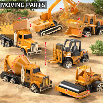 Niplooow Construction Toys For 3 4 5 6 Years Old Boys Girls Kids, Die Cast Metal Truck Toys W/Play Mat, Sand Toys Trucks Excavat
