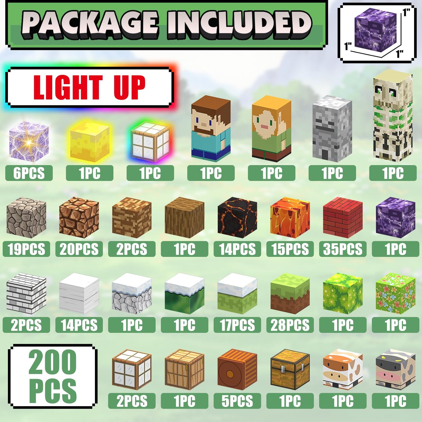 Aidyvoi 200Pcs Magnetic Blocks Building Toys Set, Light Up Magnet Cubes, 3D Magnetic Building Blocks For Kids Boys Girls Ages 3+