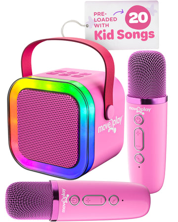 Move2Play, Mini Karaoke Machine For Kids | Includes 20+ Kids Songs | 2 Microphones | Connect With Bluetooth | Valentine'S Day & Birthday Gift | Ages 2, 3, 4, 5+ Year Old | Girls, Boys, & Toddler